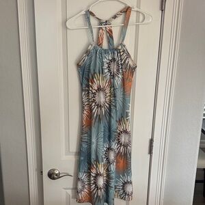 Prana Floral  Dress in Blue and Orange